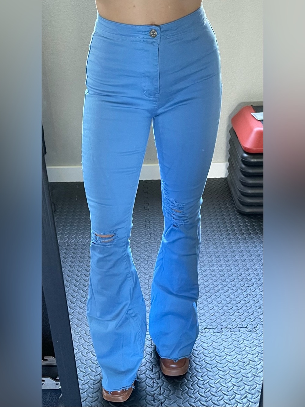 High-Rise Flared Jeans in Bright Blue